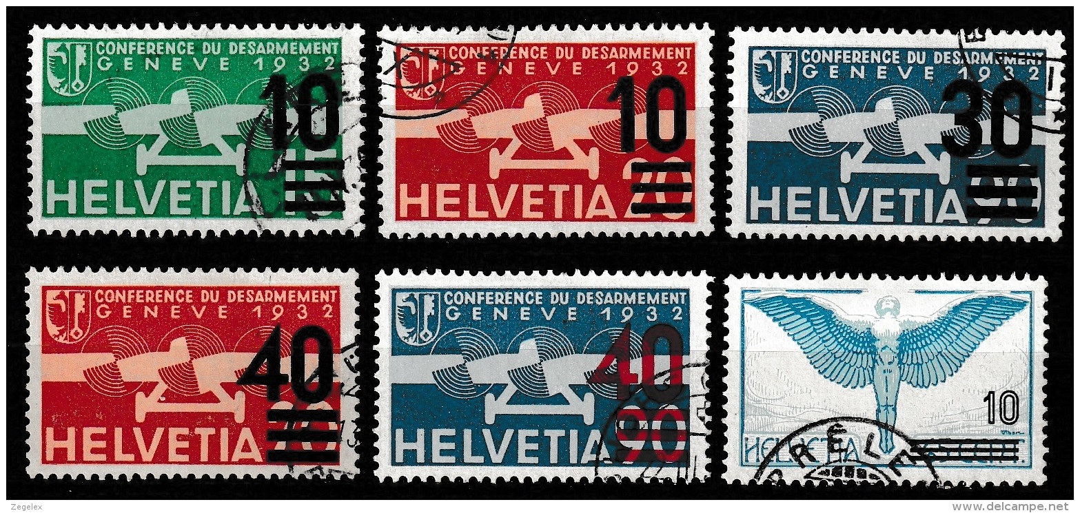 Switserland, Helvetia 1935-1938 Used Yt. A20-25 Mi. 286, 291-293,310, 320 - Gebruikt