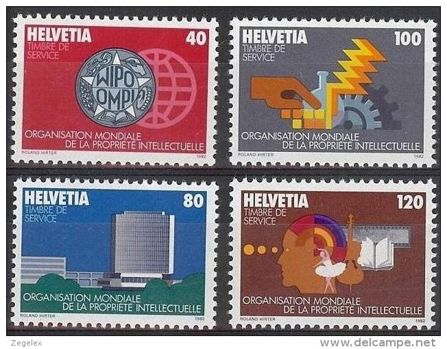 Switserland, Helvetia 1982 Organisation Mondiale De La Proprieté Intellectuelle OMPI. Yvert S457/460 Postfrisch/MNH/** L - Dienstzegels