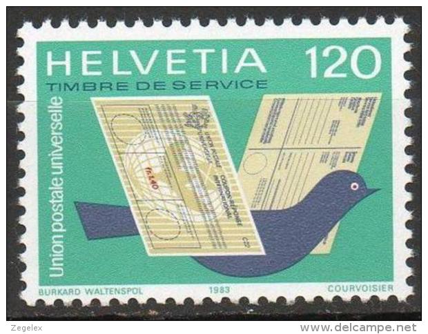 Switserland, Helvetia 1983 UPU-Union Postale Universelle Mi.14, Yvert S462 Postfrisch/MNH/** LUXE - Dienstzegels