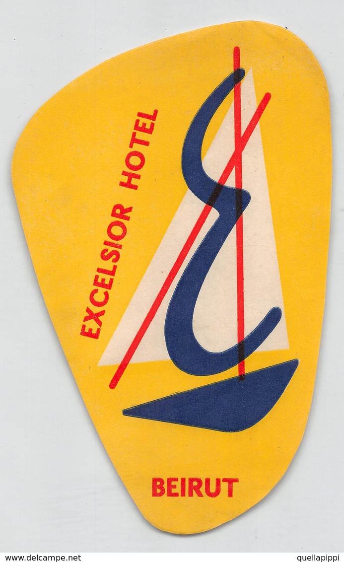 D8537 "EXCELSIOR  HOTEL BEIRUT" ETICHETTA ORIGINALE - ORIGINAL LABEL - Adesivi Di Alberghi