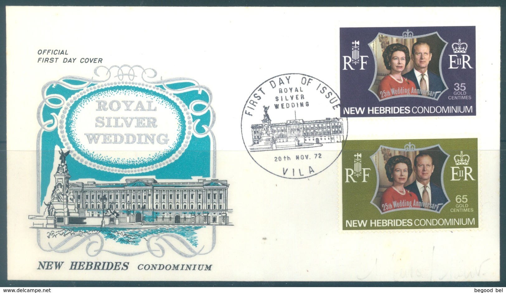 NOUVELLES HEBRIDES - FDC - 20.11.1972 - ROYAL SILVER WEDDING - Yv 356-357  - Lot 17791 - FDC