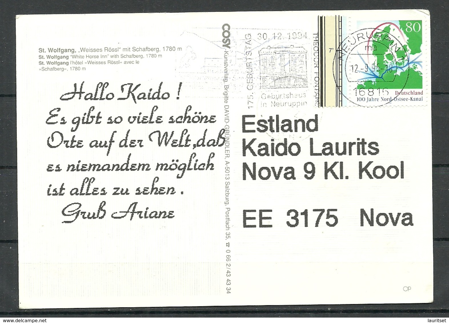 Austria ST. WOLFGANG Gesendet 1994 Mit Deutsche Briefmarke - St. Wolfgang