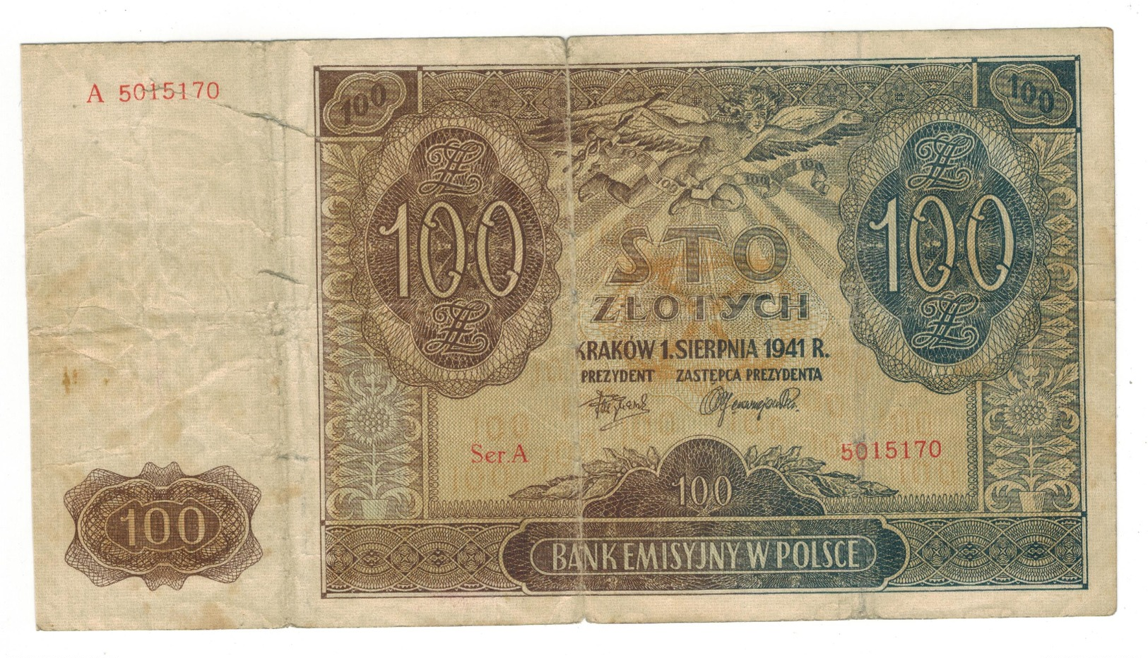 Poland 100 Zloty, 1941, Used, See Scan. - Poland