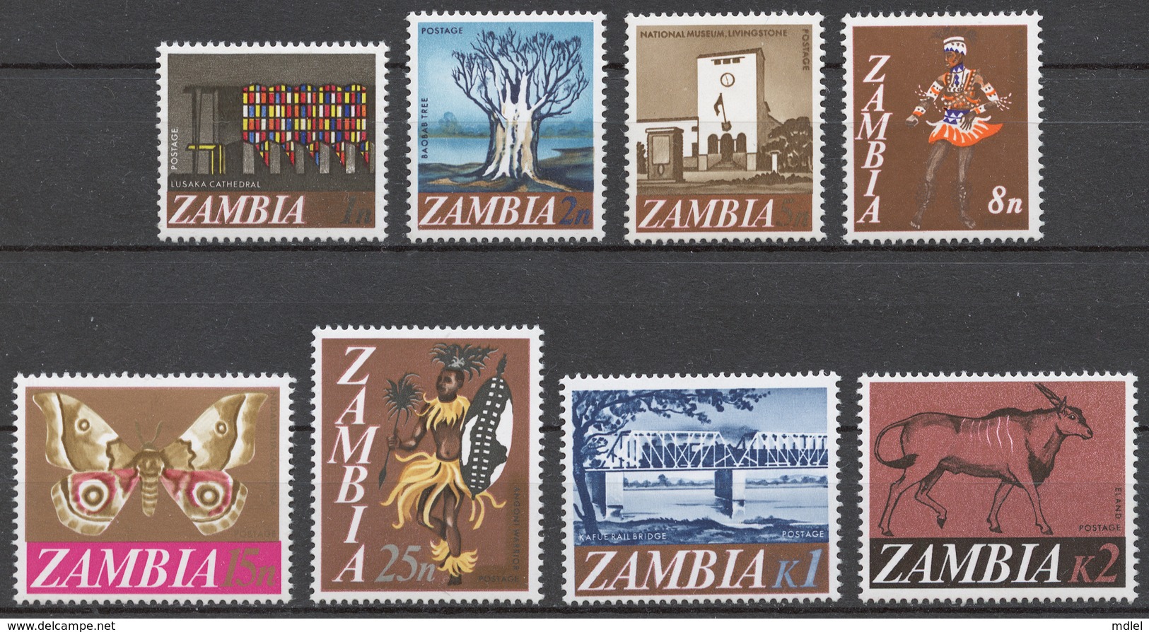 Zambia 1968 Mi# 39+ 40+ 42+ 43+ 45+ 47+ 49+ 50** DEFINITIVES - Zambie (1965-...)