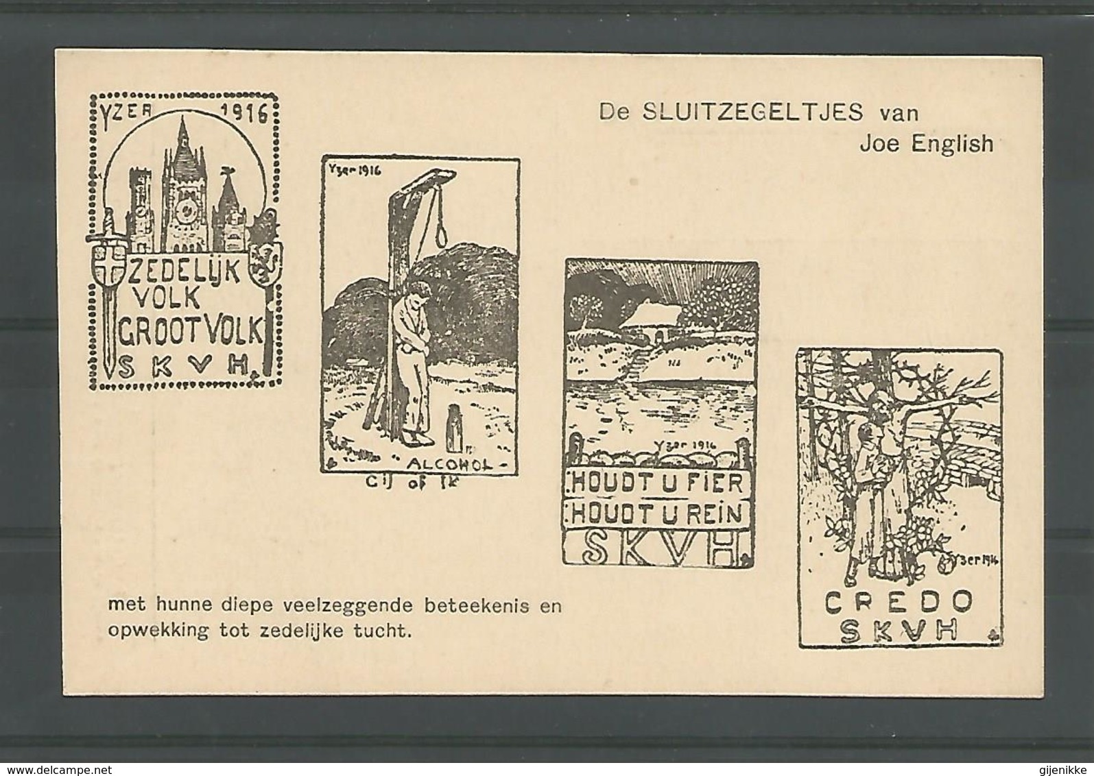 Oude Postkaart Pentekening  Joe English.   De Sluitzegeltjes - Guerre 1914-18