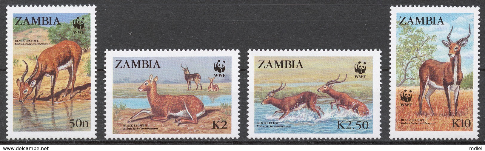 Zambia 1987 Mi# 438-41** WORLD WILDLIFE FUND - Zambie (1965-...)