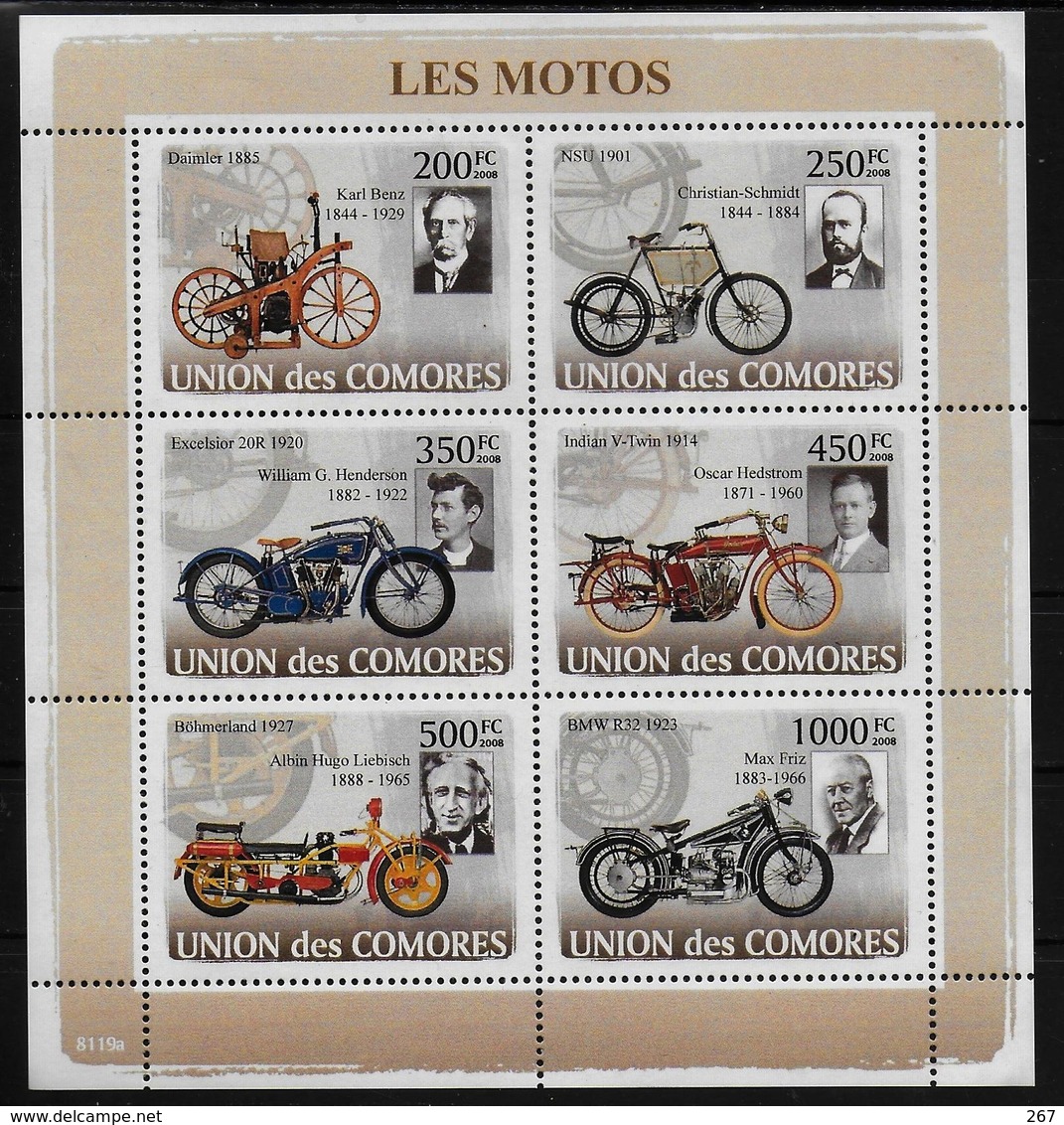 COMORES Feuillet ( 2008 ) * *   Motos - Motorbikes