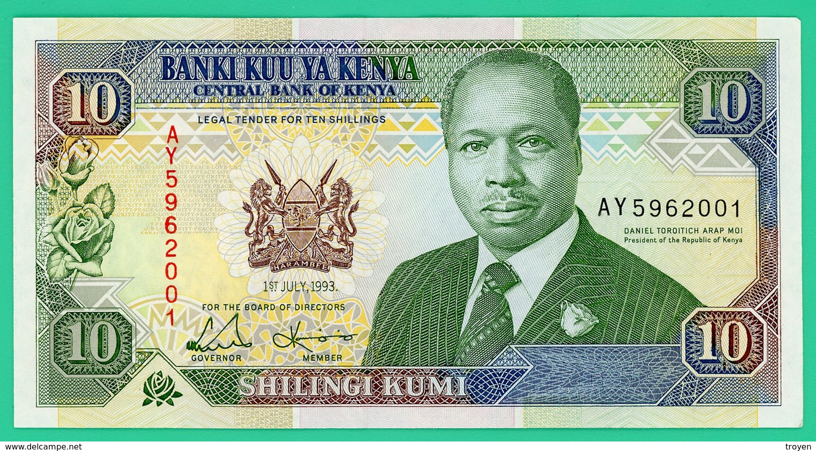 10 Shillings - Kenya - 1993 - N° AY5962001 -   Neuf - Kenya