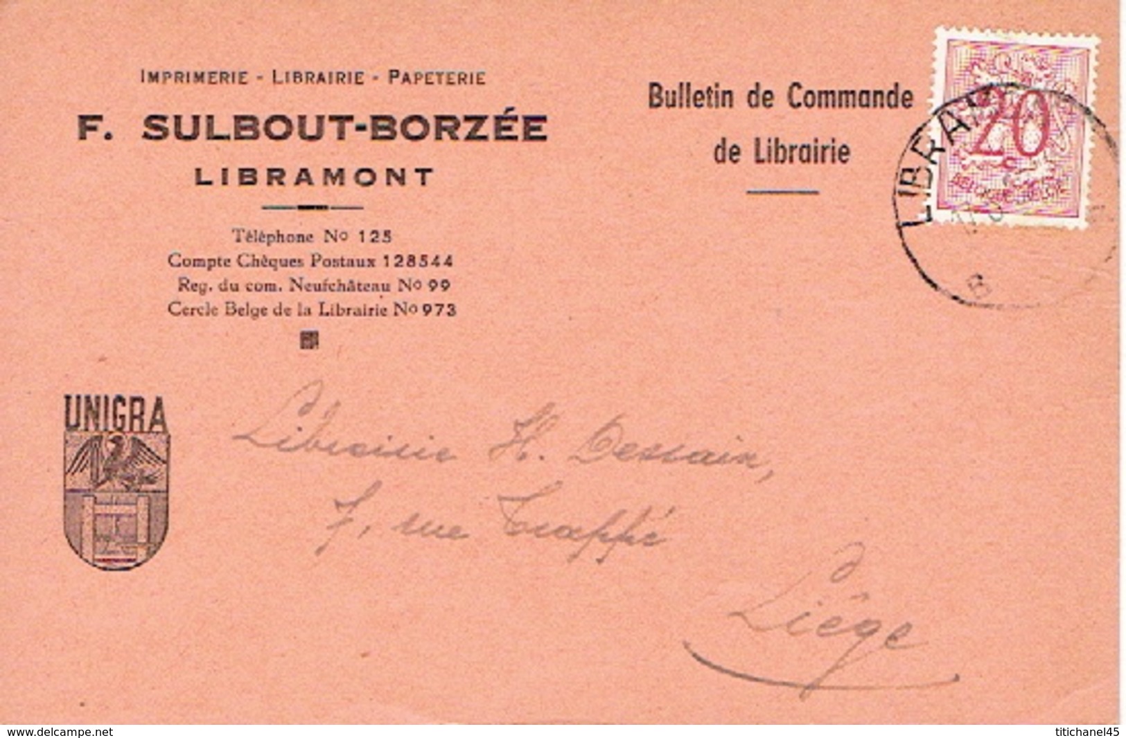 CP Publicitaire LIBRAMONT 1952  - F. SULBOUT-BORZEE - Imprimerie - Papeterie - Papeterie - Libramont-Chevigny
