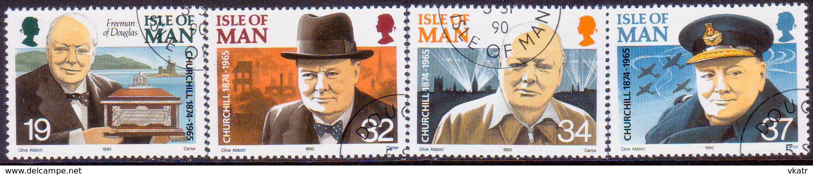 ISLE OF MAN 1990 SG 455-58 Compl.set Used Sir Winston Churchill - Isle Of Man