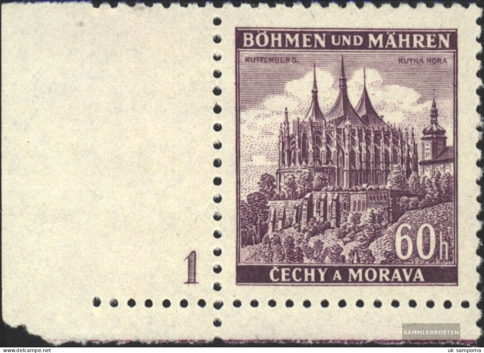 Bohemia And Moravia 27 With Plate Number Unmounted Mint / Never Hinged 1939 Ruttenberg - Unused Stamps