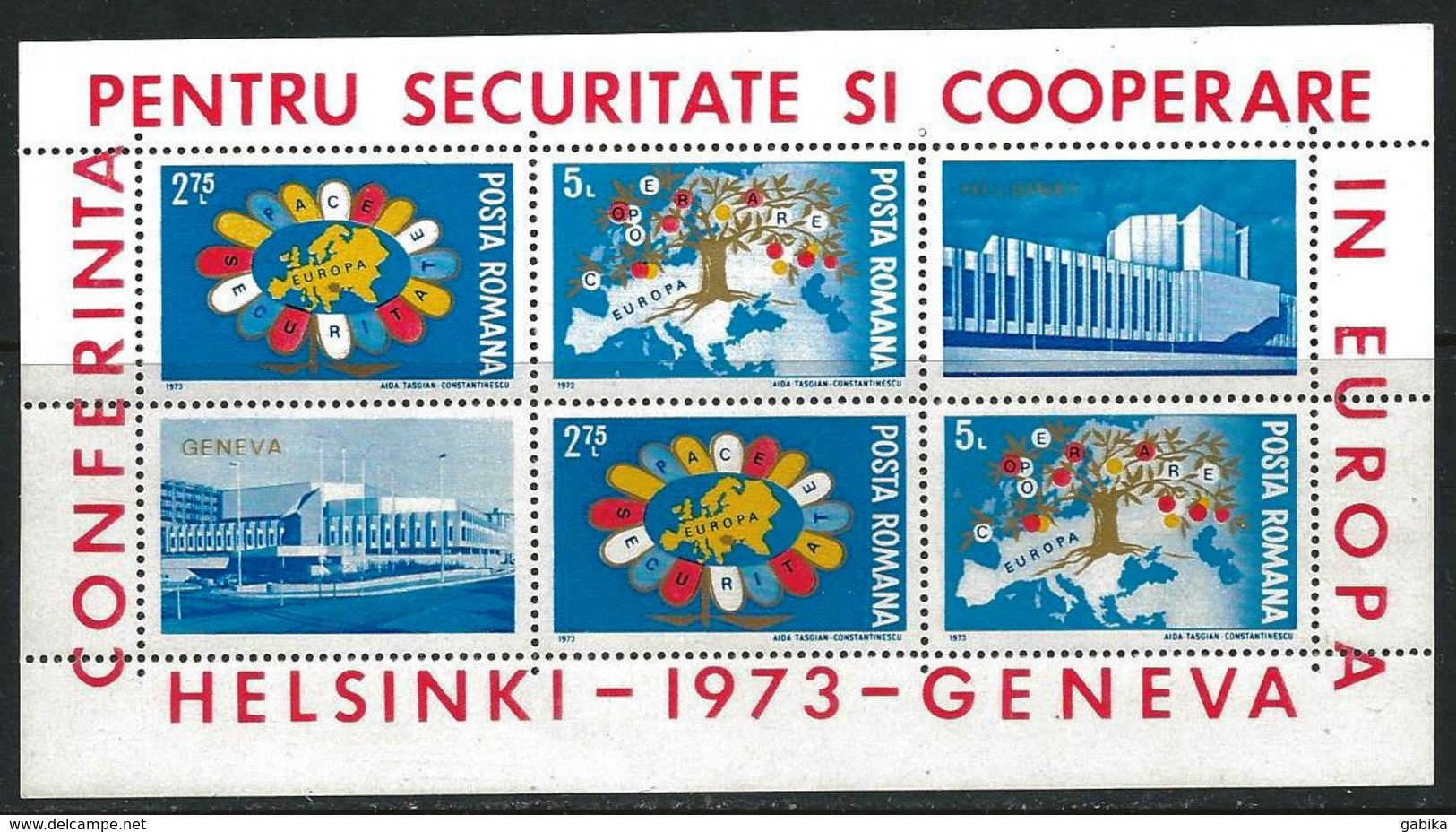 Romania 1973 Scott 2435-2436 MNH Sheet European Security And Cooperation - Unused Stamps