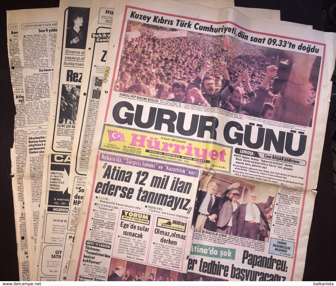 Cyprus - Turkish Newspaper Hurriyet 16 November 1983 - Culture