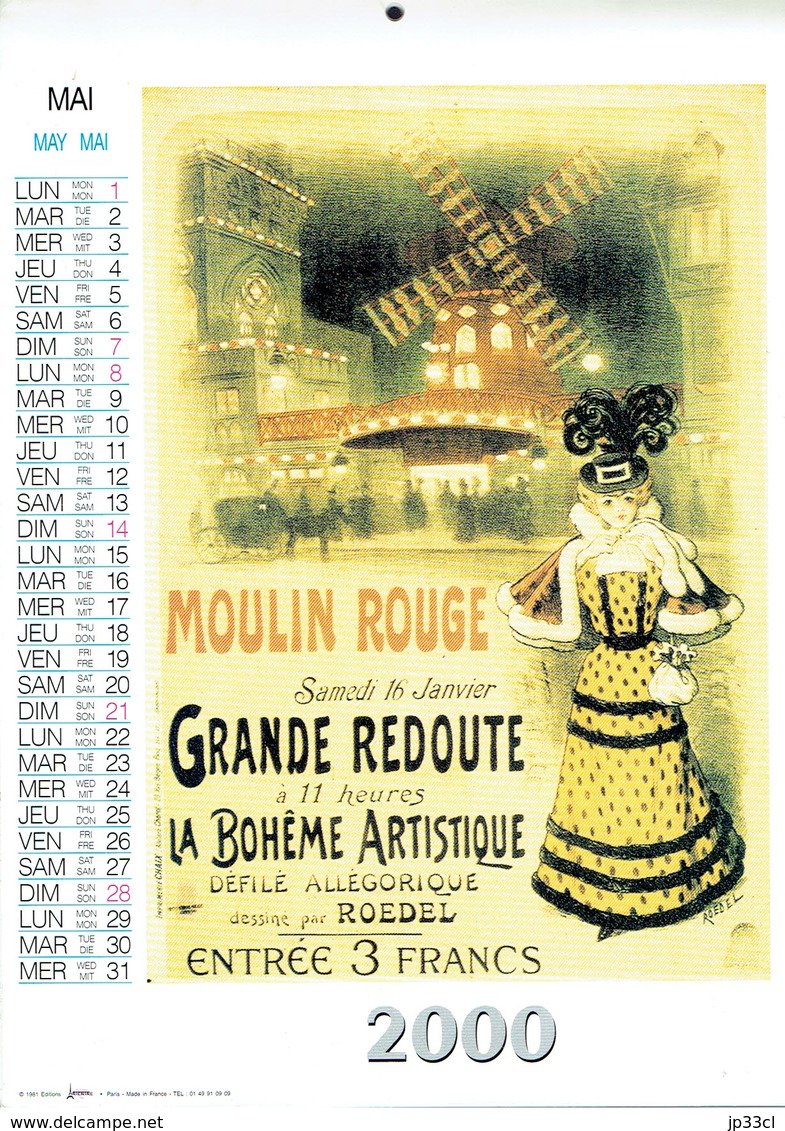 Chat Noir Toulouse-Lautrec Roedel Bruant Calendrier 2000 Des Editions Artertre - Grand Format : 1991-00