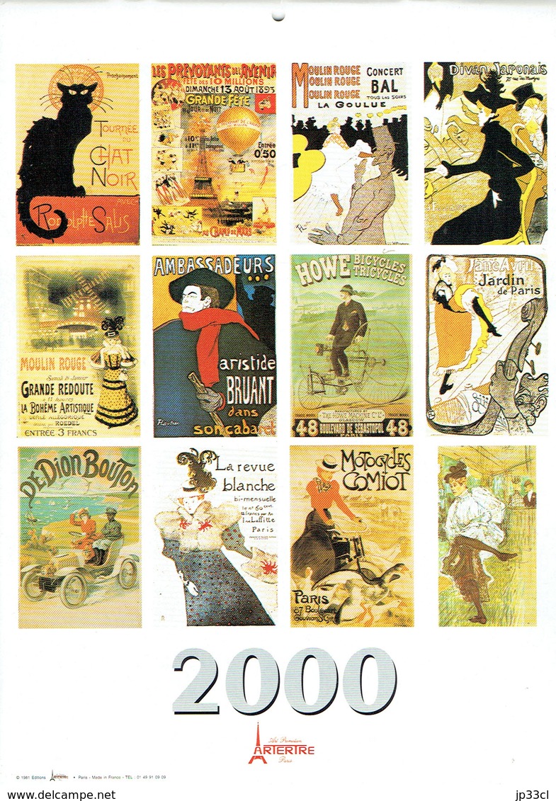 Chat Noir Toulouse-Lautrec Roedel Bruant Calendrier 2000 Des Editions Artertre - Grand Format : 1991-00