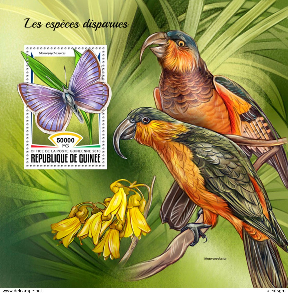 GUINEA 2018 - Extinct Parrot S/S. Official Issue - Perroquets & Tropicaux