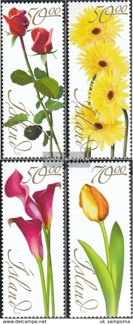 Iceland 1089-1092 (complete Issue) Unmounted Mint / Never Hinged 2005 Flowers - Ungebraucht