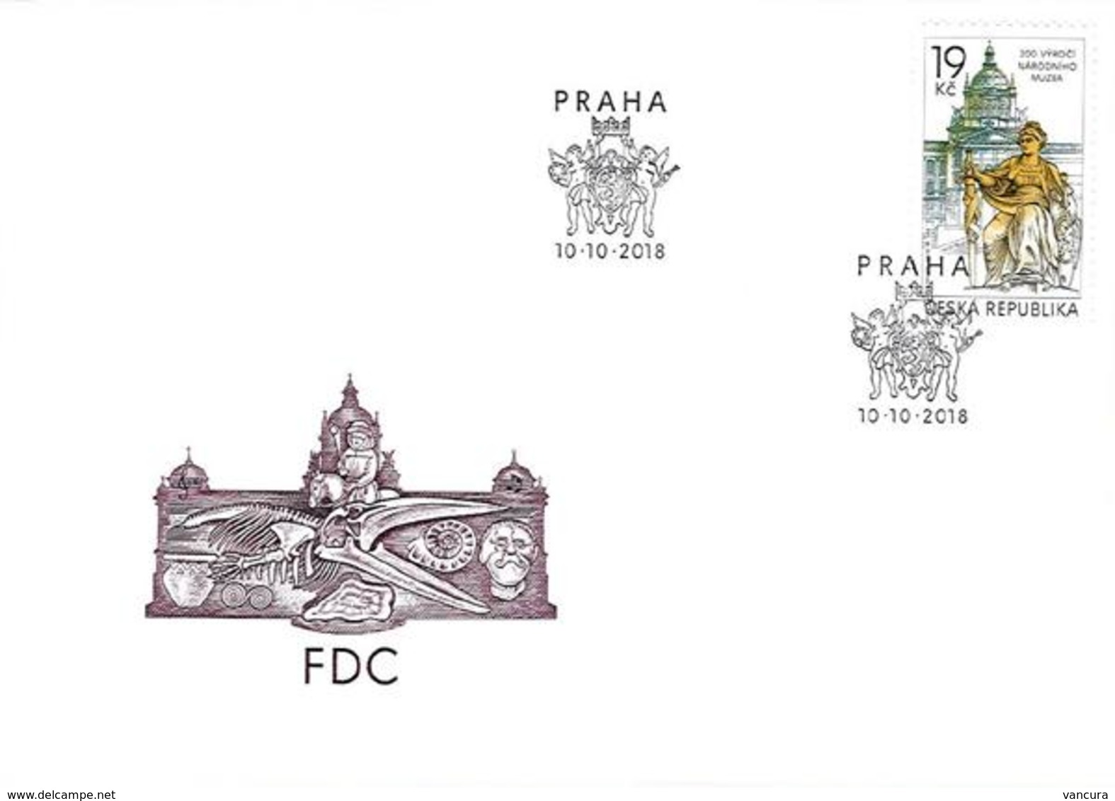 FDC 1000 Czech Rep.200 Years Of The National Museum In Prague 2018 Heraldic Lion Whale Ammonite Kelt Sculpture - Altri & Non Classificati