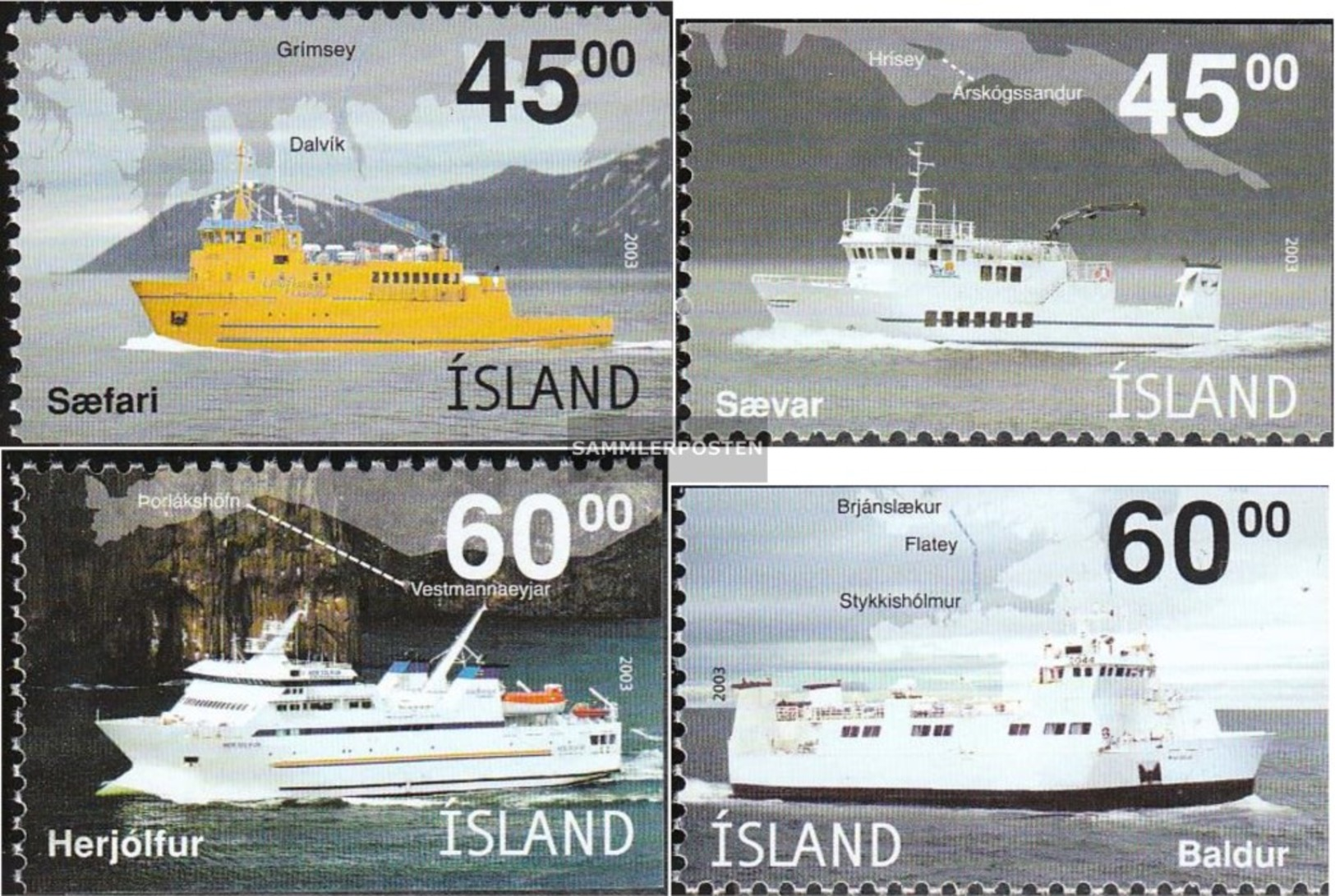 Island 1034Eu-1037Eo (completa Edizione) MNH 2003 Inselfähren - Nuovi