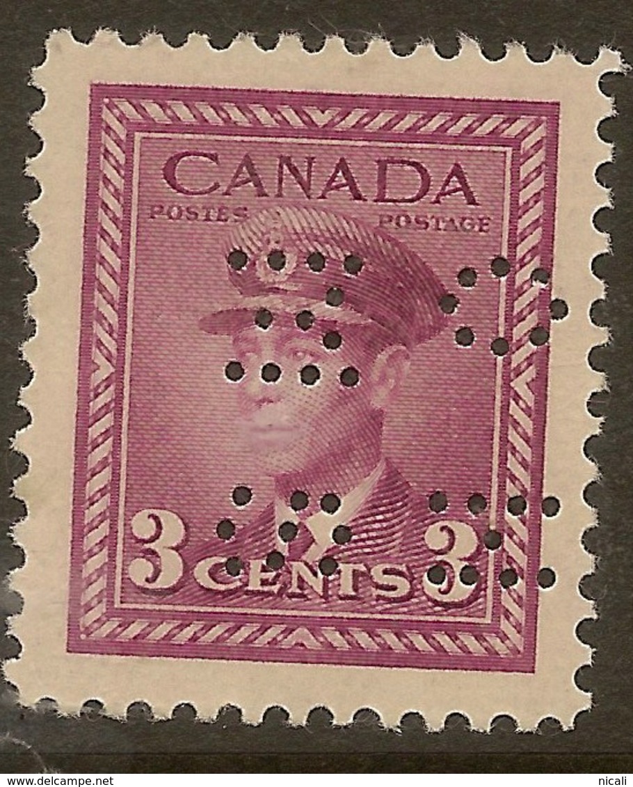 CANADA 1942 3c OHMS Perfin SG O140 HM #IL47 - Perfin