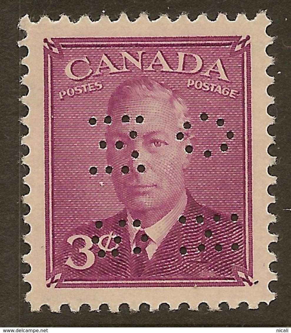 CANADA 1949 3c OHMS Perfin SG O161 HM #IL51 - Perfin
