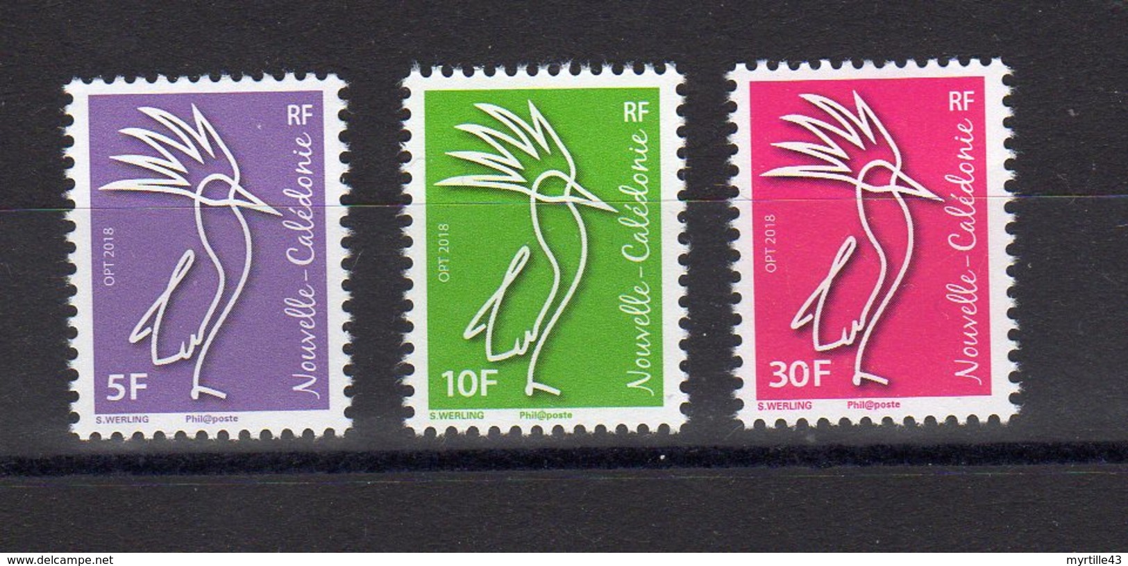 Lot De 3 Timbres Cagou Millésime 2018 - Unused Stamps