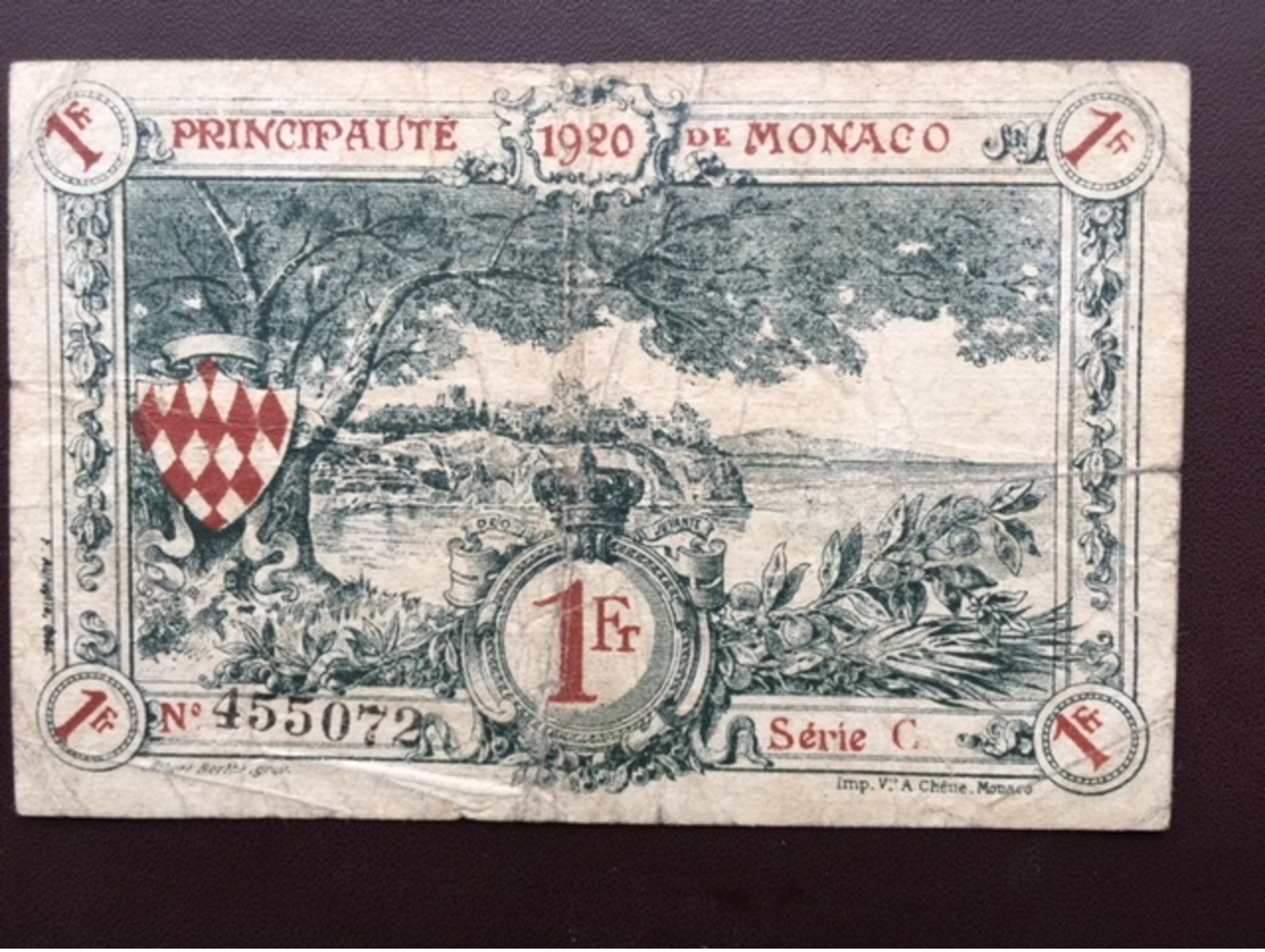 MONACO P5 1 FRANC 16.3.1920 VF - Monaco