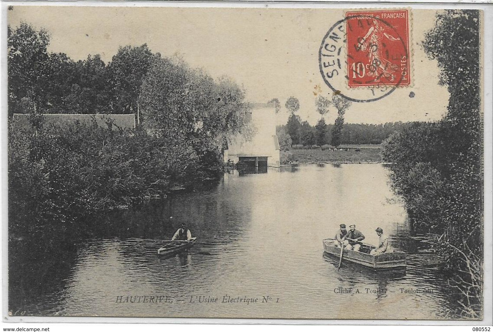 89 HAUTERIVE . L'usine électrique N°1 , Barques De Promeneurs , édit : A Toulot , écrite En 1908 , état Extra - Altri & Non Classificati