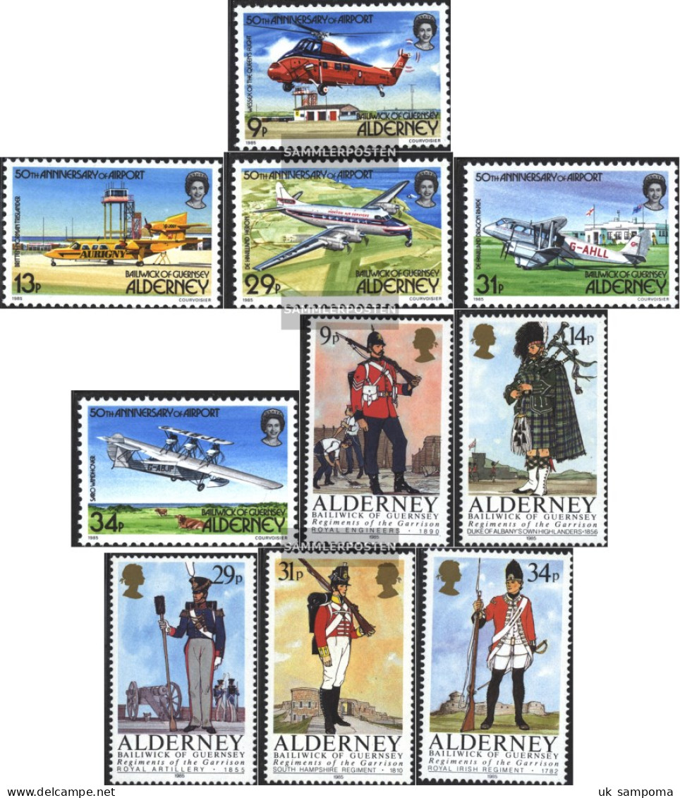 United Kingdom - Alderney 18-27 (complete Issue) Volume 1985 Completeett Unmounted Mint / Never Hinged 1985 Airport, Uni - Alderney