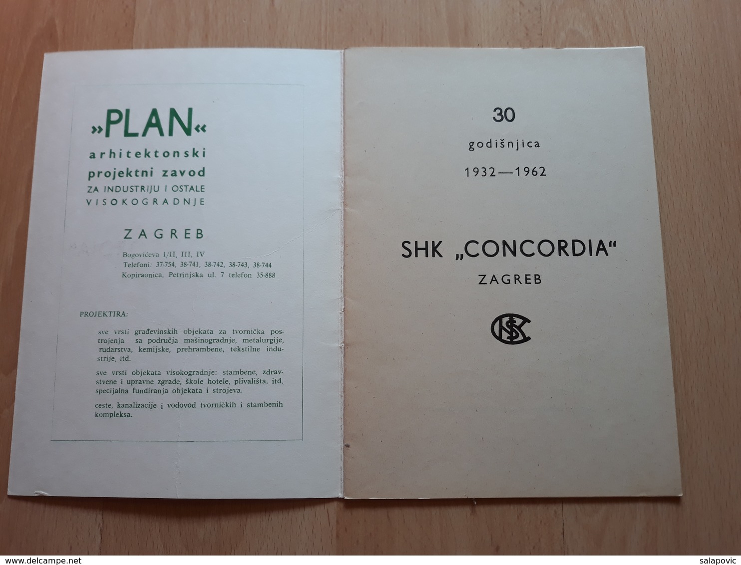 30 GODIŠNJICA SHK CONCORDIA 1932 - 1962, FOOTBALL CLUB - Livres