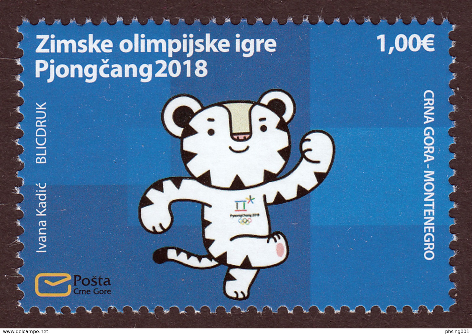 Montenegro 2018 Winter Olympic Games PyeongChang, South Korea, Tiger MNH - Winter 2018: Pyeongchang