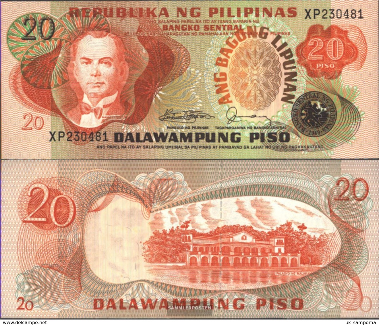 Philippines Pick-number: 162c Uncirculated 1978 20 Piso - Philippines