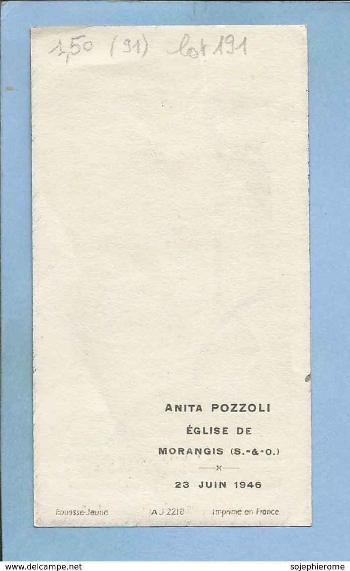 Morangis (91) Communion ? D'Anita Pozzoli Le 23 Juin 1946 - 2scans - Communion