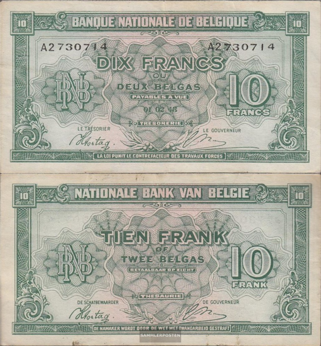 Belgien Pick-Nr: 122 Gebraucht (III) 1943 10 Francs - Sonstige & Ohne Zuordnung