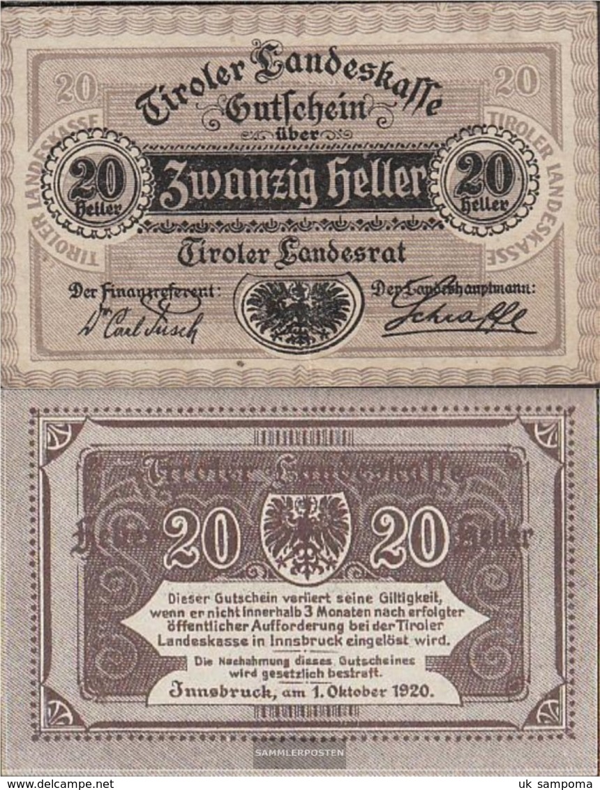 Austria Catalog-number.: 70Tyrol (S143) Landeskasse Tyrol Used (III) 1920 20 Bright - Austria