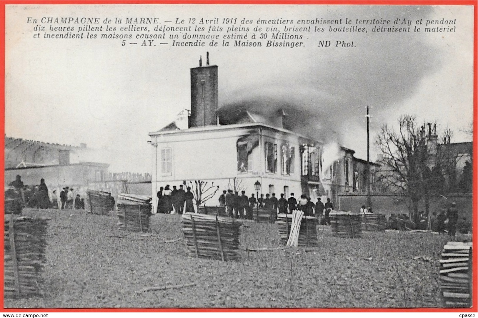 CPA 51 En Champagne De La Marne (Emeutes 1911) AY - Incendie De La Maison Bissinger - Ay En Champagne