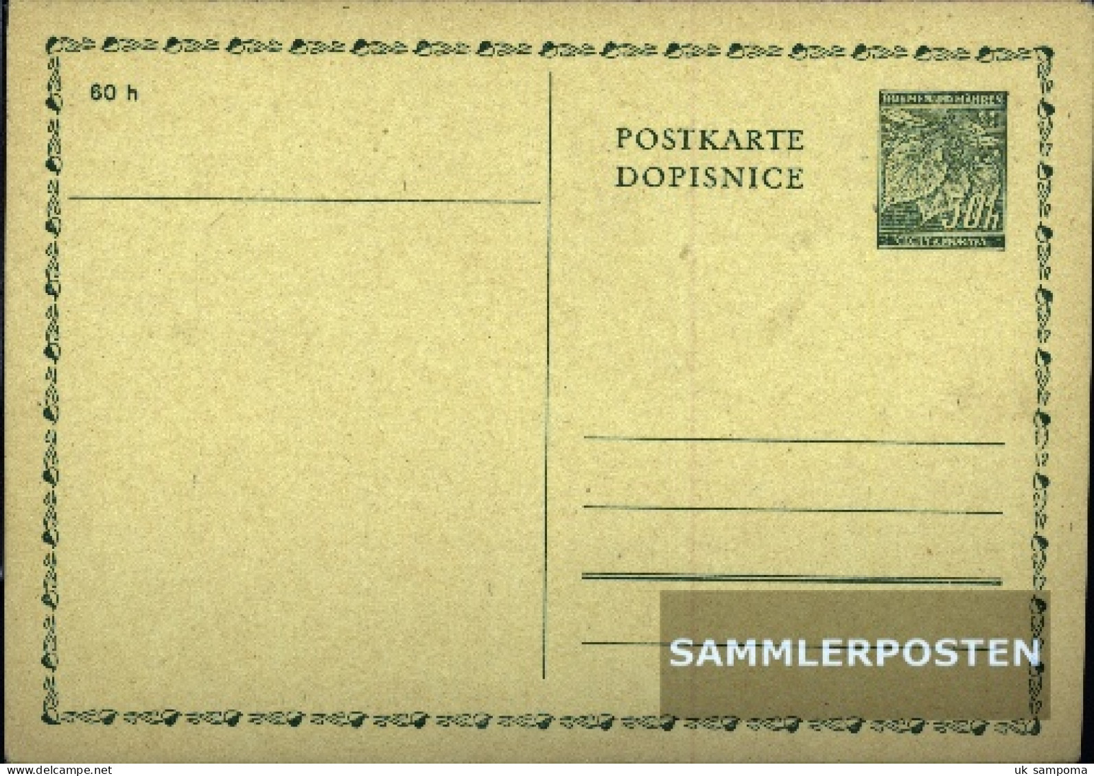 Bohemia And Moravia P1 Official Postcard Unused 1939 Linden Branch - Other & Unclassified