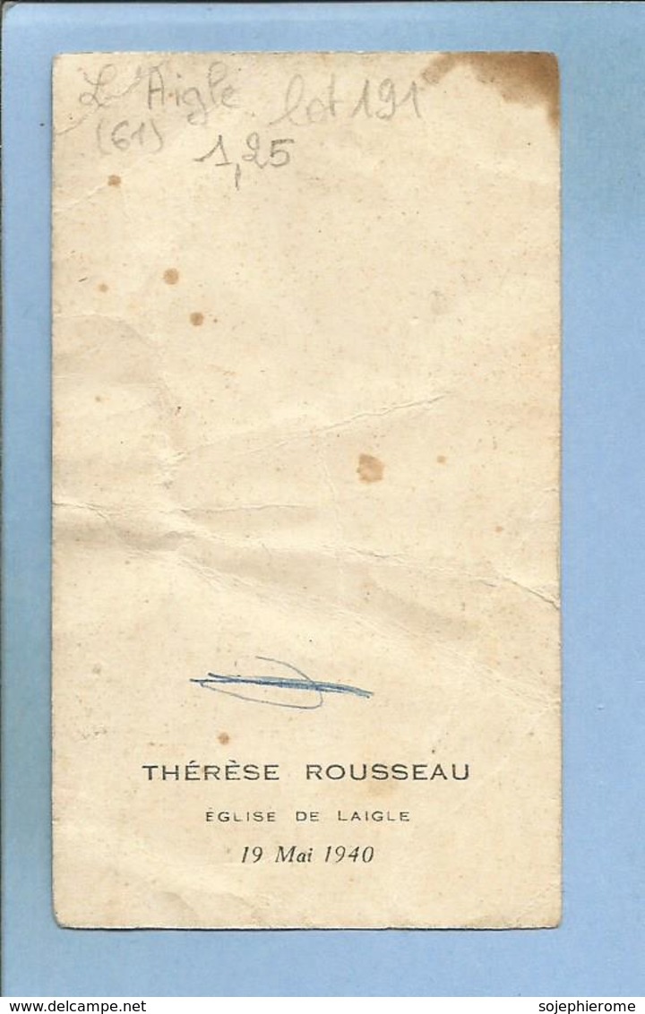 Laigle L'Aigle (61) Communion ? De Thérèse Rousseau Le 19 Mai 1940 - 2scans - Communion