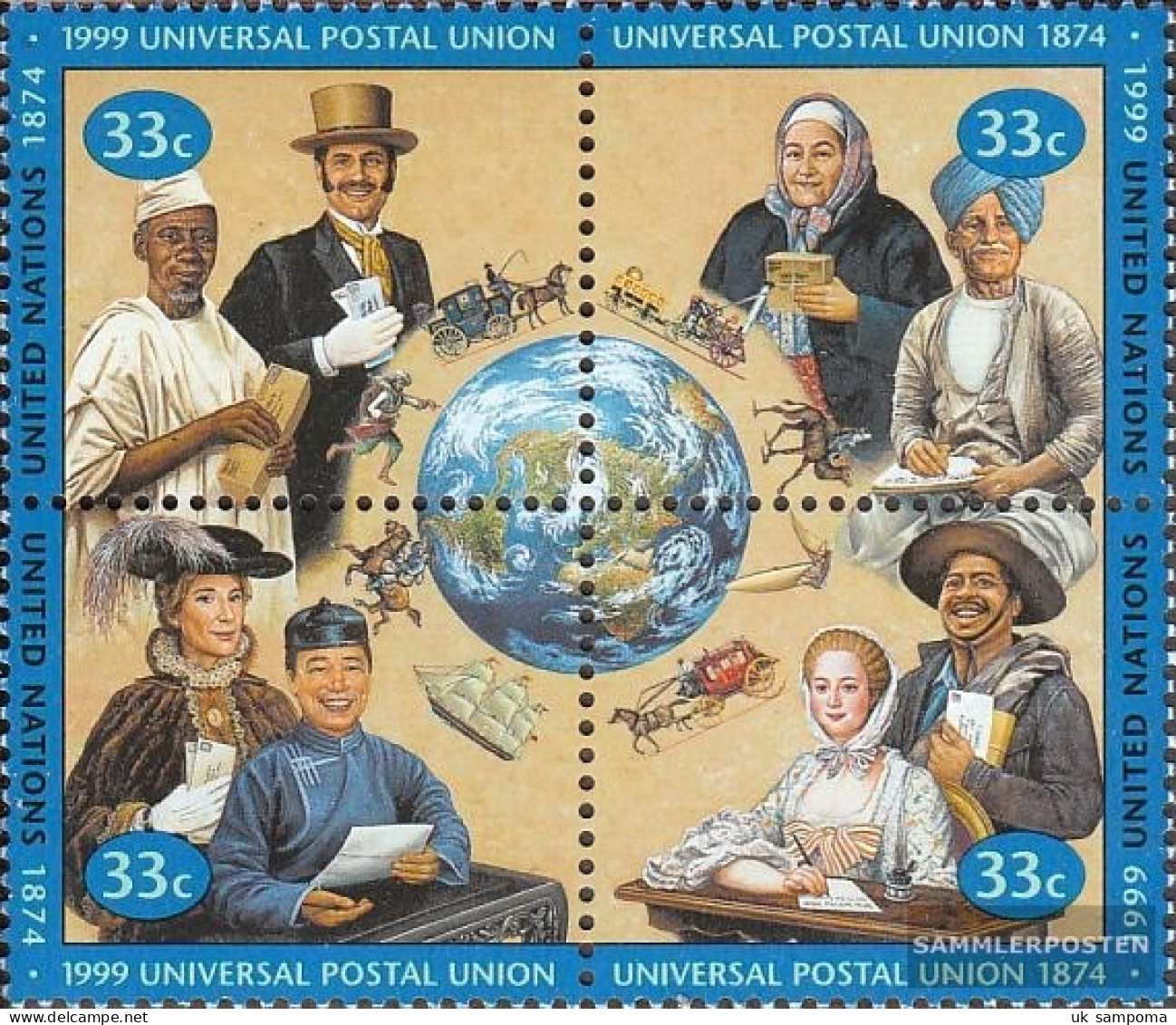 UN - NEW York 822-825 Block Of Four (complete Issue) Unmounted Mint / Never Hinged 1999 125 Years UPU - Nuevos