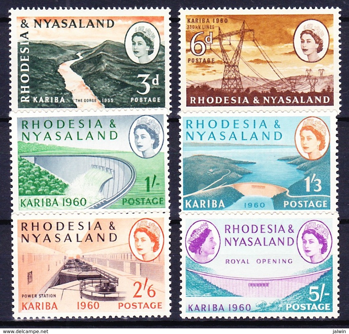 RHODESIE NYASSALAND 1960 YT N° 33 à 38 **/* - Rhodesia & Nyasaland (1954-1963)