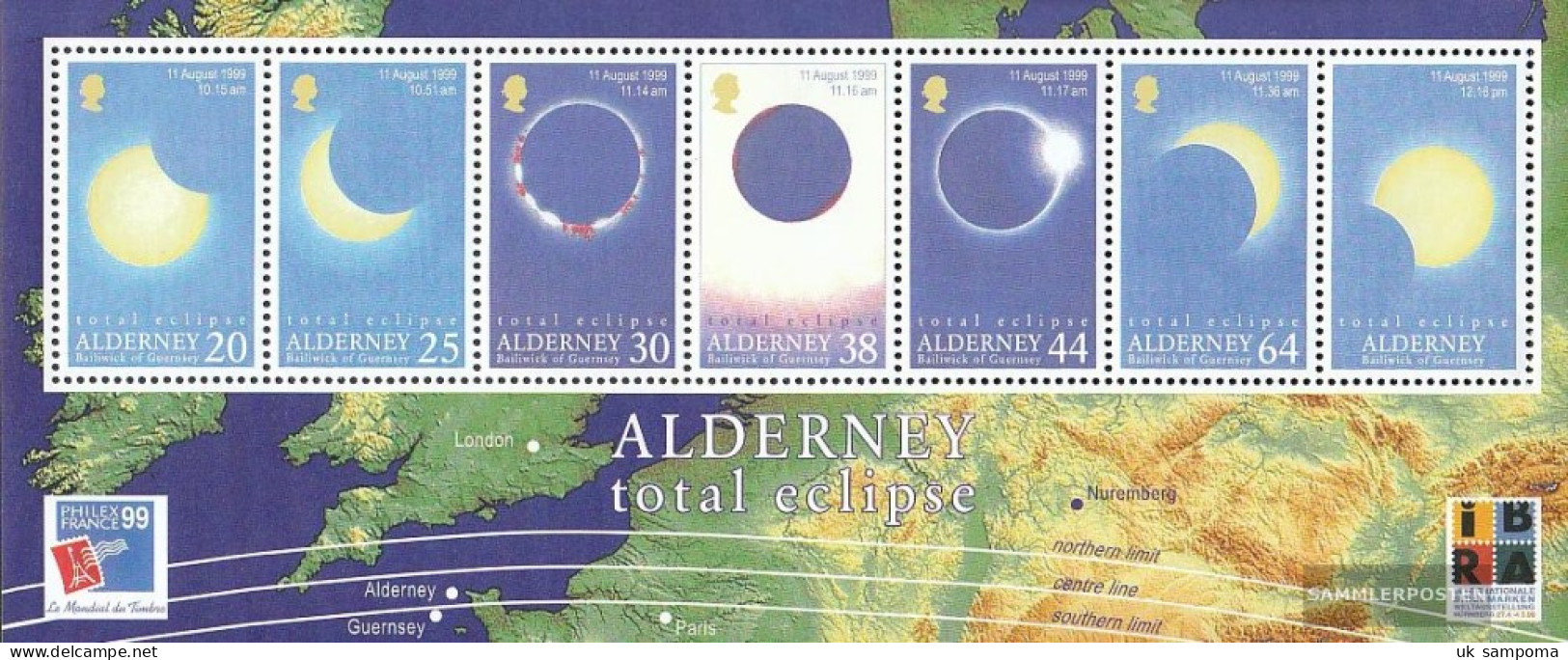 United Kingdom - Alderney Block6 (complete Issue) Unmounted Mint / Never Hinged 1999 Total Solar Eclipse - Alderney