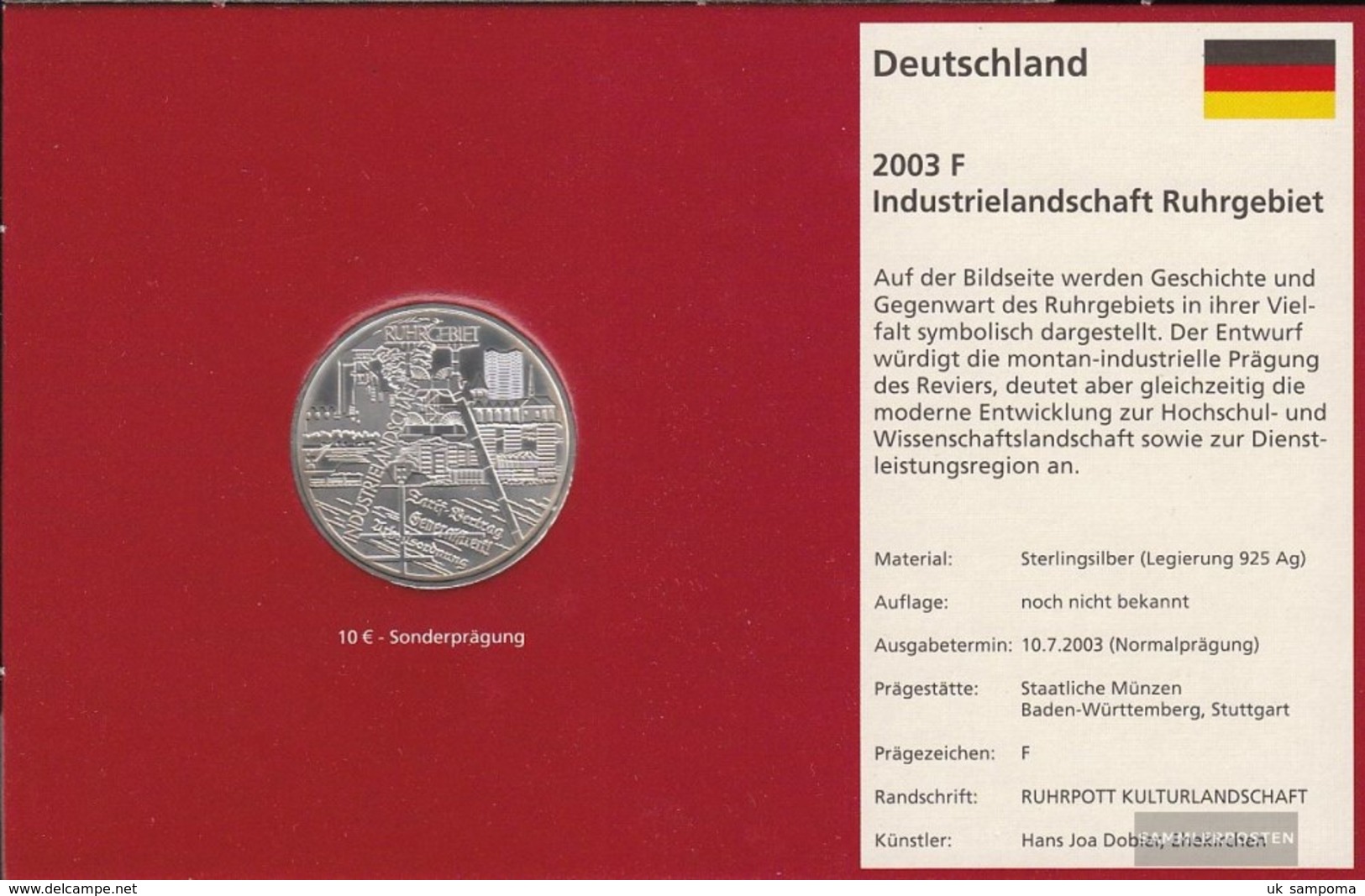 FRD (FR.Germany) Jägernr: 501 2003 F Stgl./unzirkuliert Silver Stgl./unzirkuliert 2003 10 Euro Landscapes In Germany - Duitsland