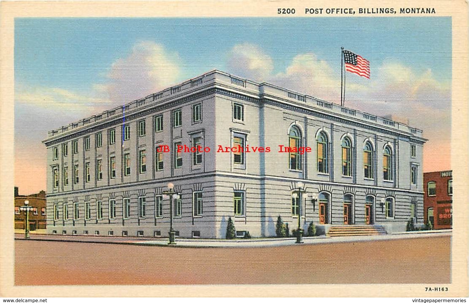 281479-Montana, Billings, Post Office, Curteich No 7A-H163 - Billings