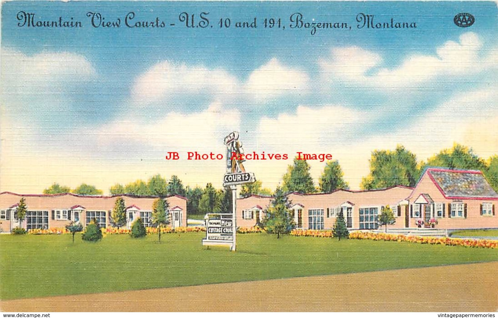 281481-Montana, Bozeman, Mountain View Courts, Highway 10 & 191, 1951 PM, Colourpicture No K 1127 - Bozeman