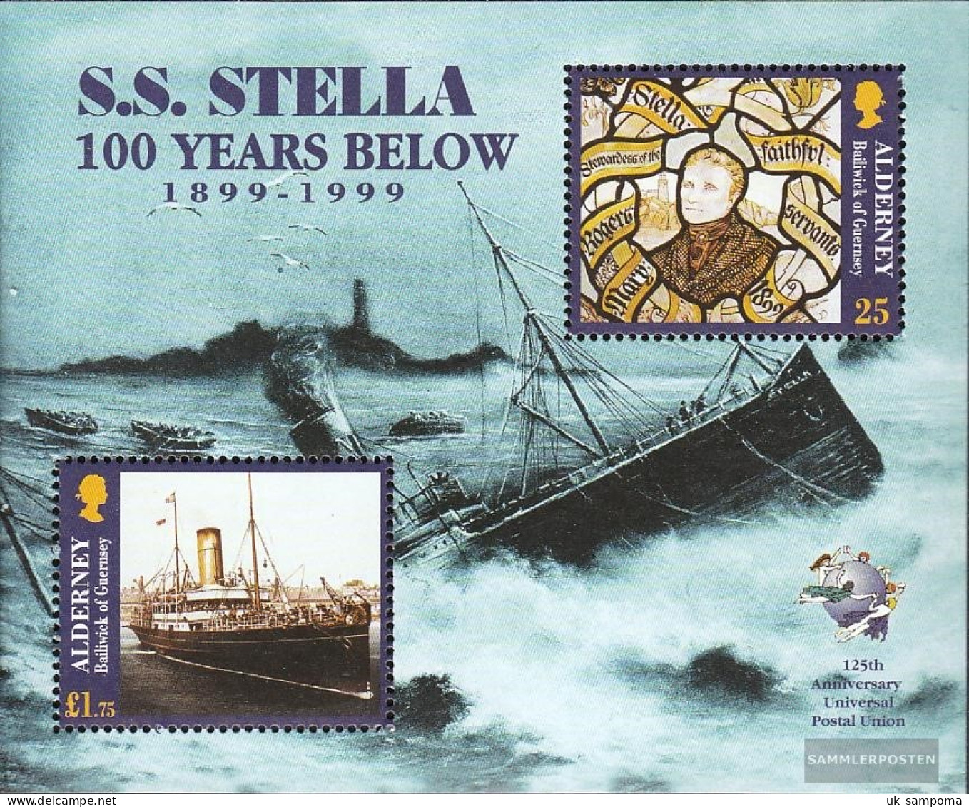 United Kingdom - Alderney Block5 (complete Issue) Unmounted Mint / Never Hinged 1999 Wreck Of Steamer Stella - Alderney