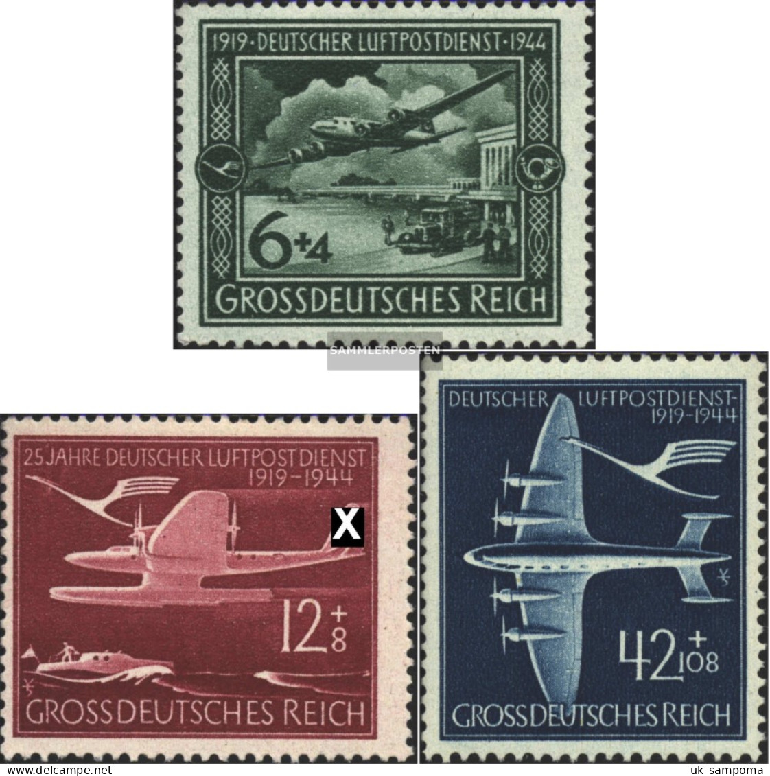 German Empire 866-868 (complete Issue) With Hinge 1944 Airmail Service - Unused Stamps