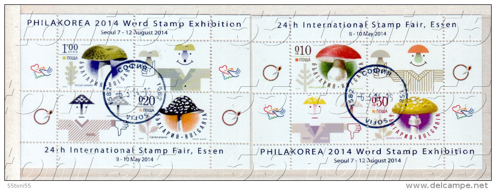 2014 MUSHROOMS / Champignons (W.Exh.stamp-Philakorea ;Int.stamp-Essen) 2 S/S-used/oblitere (O) BULGARIA / Bulgarie - Gebraucht