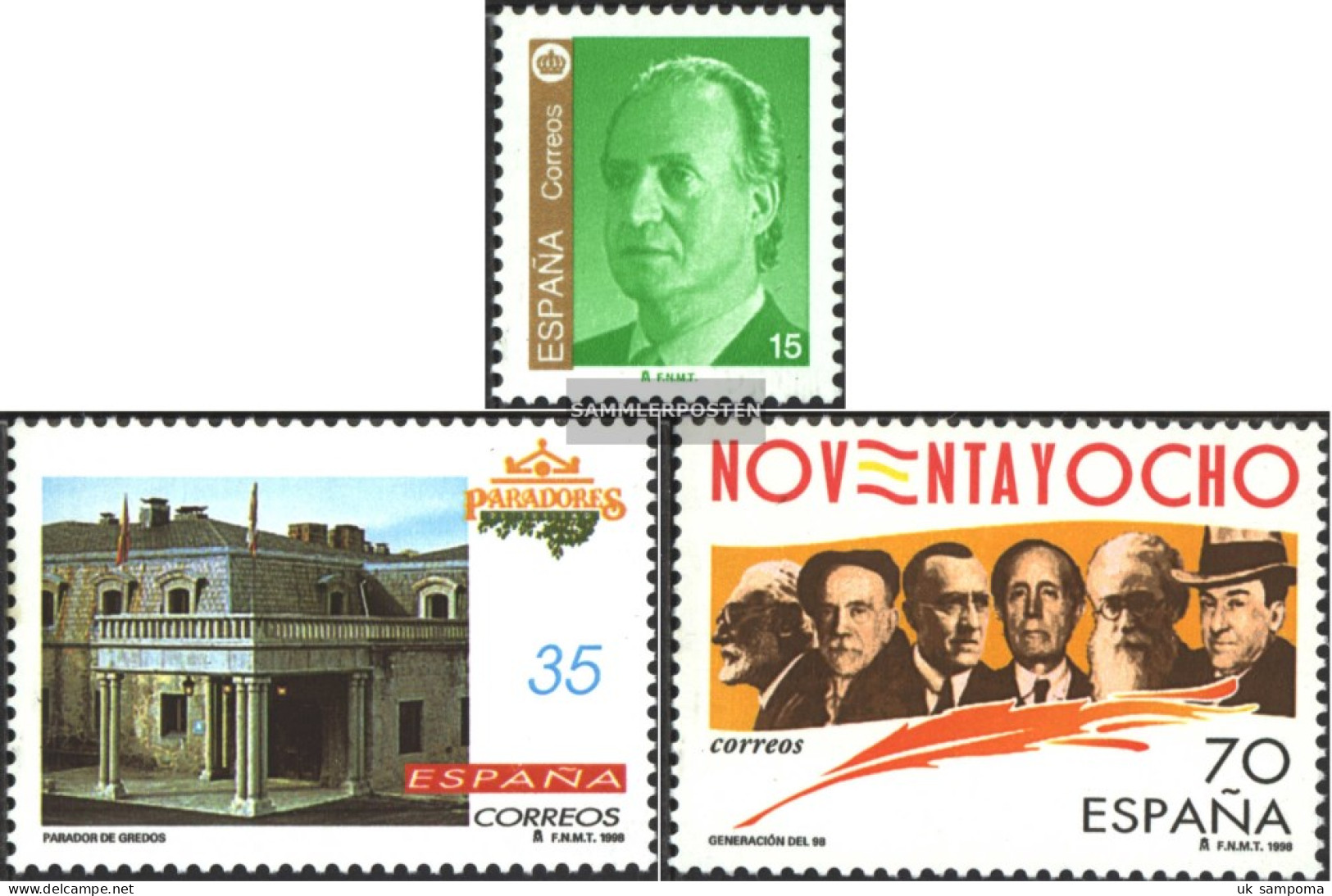 Spain 3373,3374,3377 (complete Issue) Unmounted Mint / Never Hinged 1998 Juan Carlos, Hotel, Writers - Nuevos