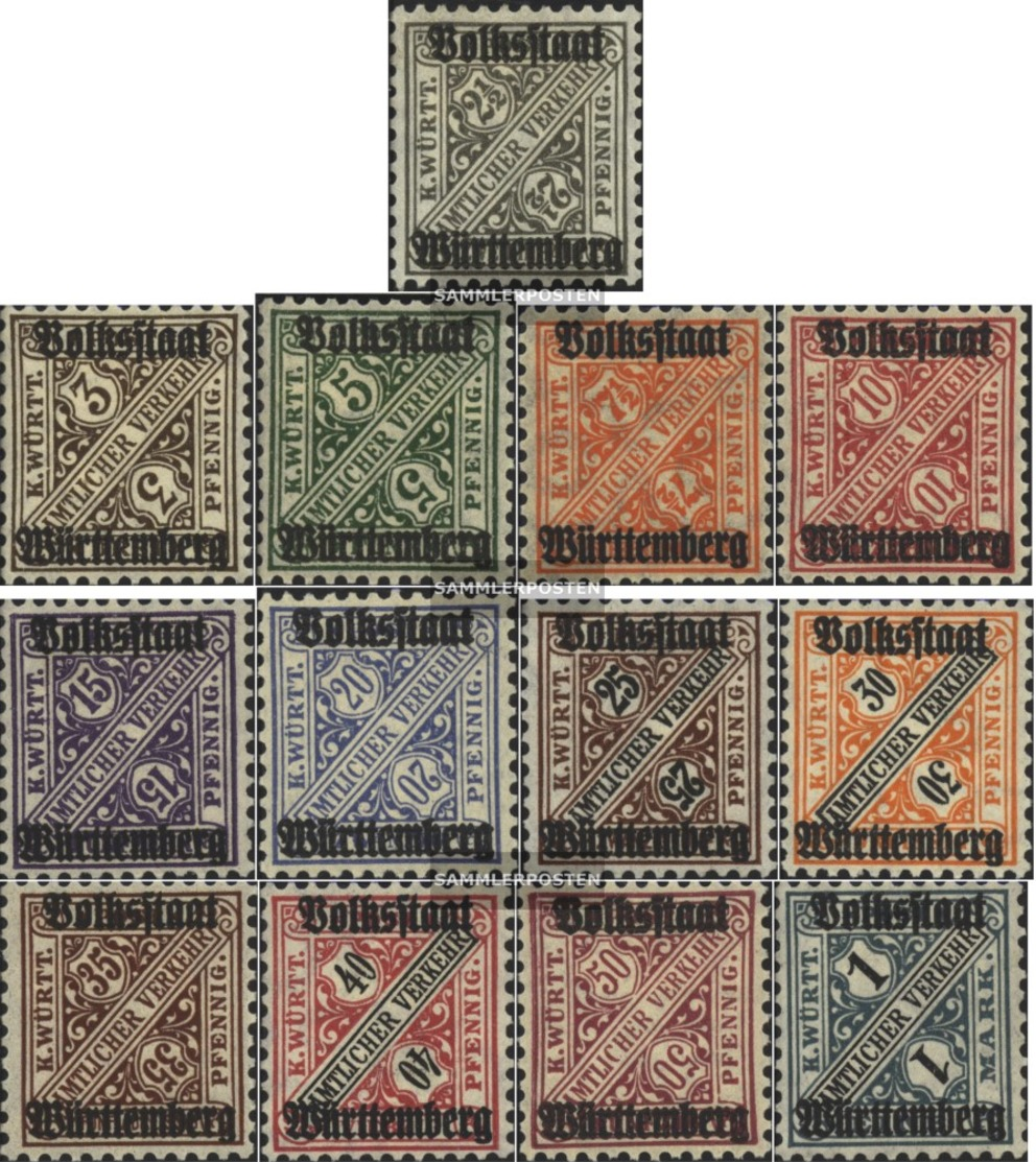 Württemberg D258-D270 (completa Edizione) MNH 1919 I Numeri In Segni - Andere & Zonder Classificatie