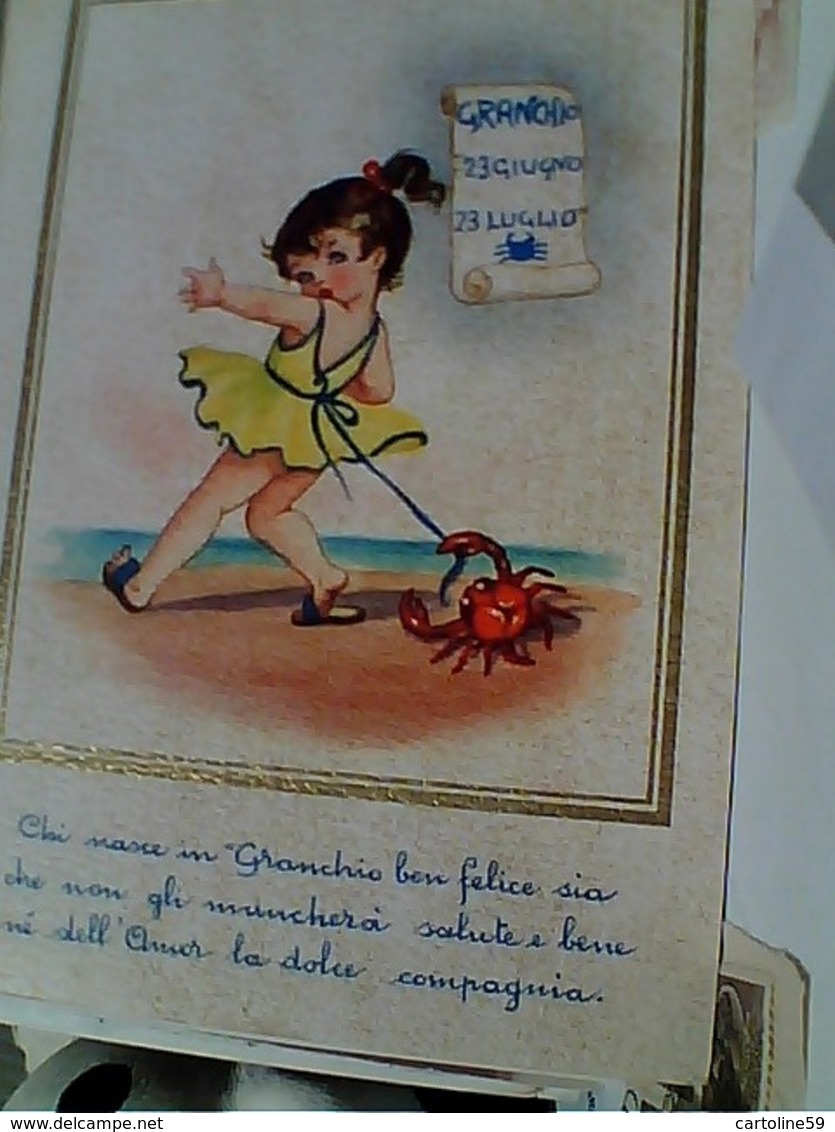 ILLUSTRATA SEGNO ZODIACALE GRANCHIO SALUTE E BENE AMOR LA DOLCE COMPAGNIA BAMBINA GRANCHIO N1960 GU3587 - Astronomia